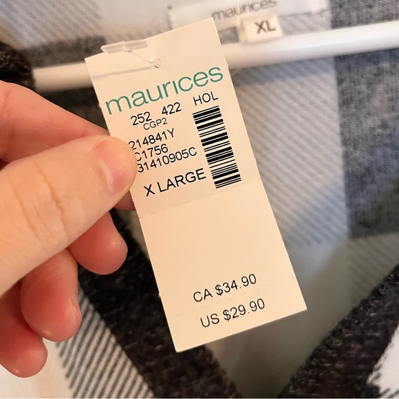 Maurices sweater womens XL black gray buffalo plaid soft stretch lightweight nwt - Picture 5 of 9